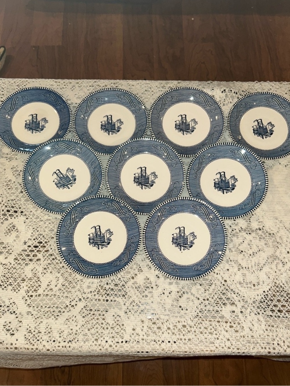 Blue and White Decorative Bread Plates - Set of 9